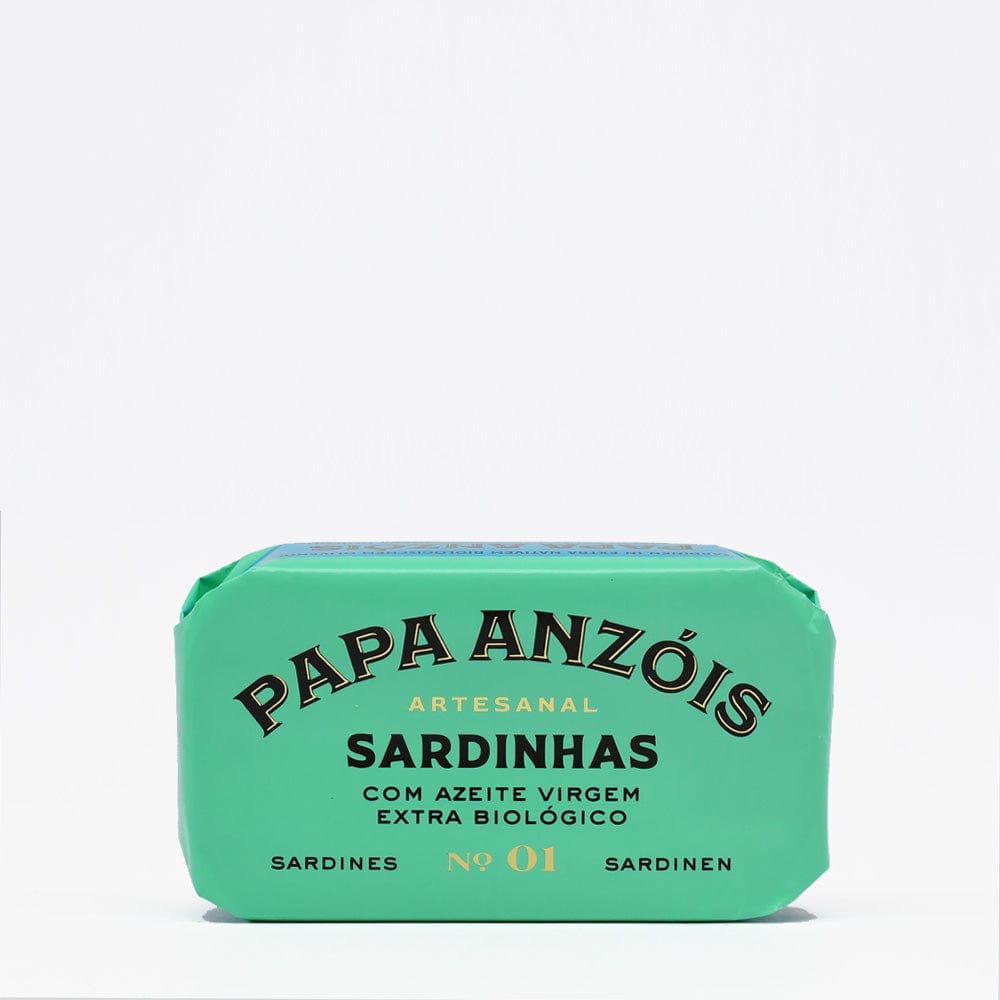 Sardines à l'huile d'olive biologique I Conserve portugaise Papa Anzóis I Sardines à l'huile d'olive vierge extra biologique
