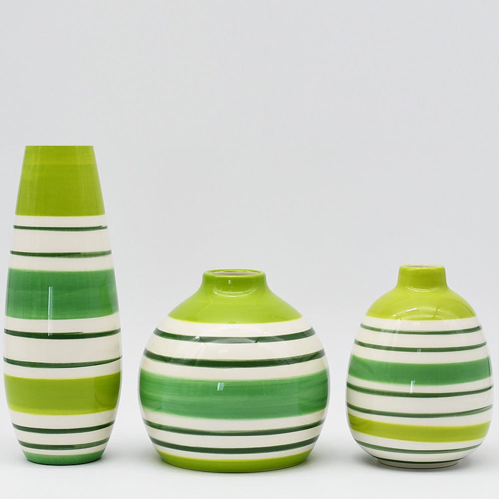 Soliflore ovale rayé vert  I Vases en céramique du Portugal Vase ovale - Vert