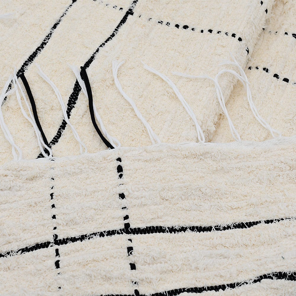 Tapis coton blanc écru tissé au Portugal #DRAFT Tapis en coton Blanc écru rayé