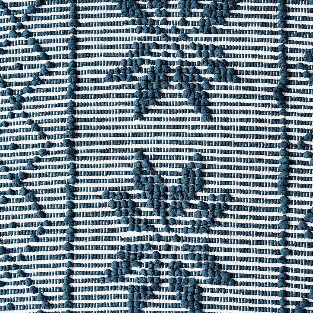 Tapis de salle de bains portugais I 100x50cm Tapis de salle de bains 100x50 - 6 couleurs Rayé Bleu & Blanc