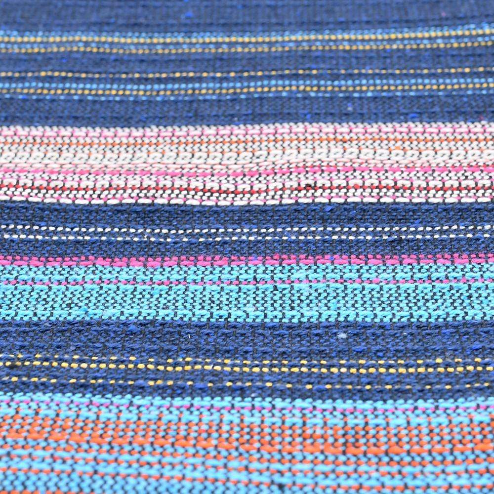 Tapis en coton fin 210x150 I Artisanat du Portugal en ligne Tapis fin en coton 210x150 - Turquoise Bleu marine & Turquoise