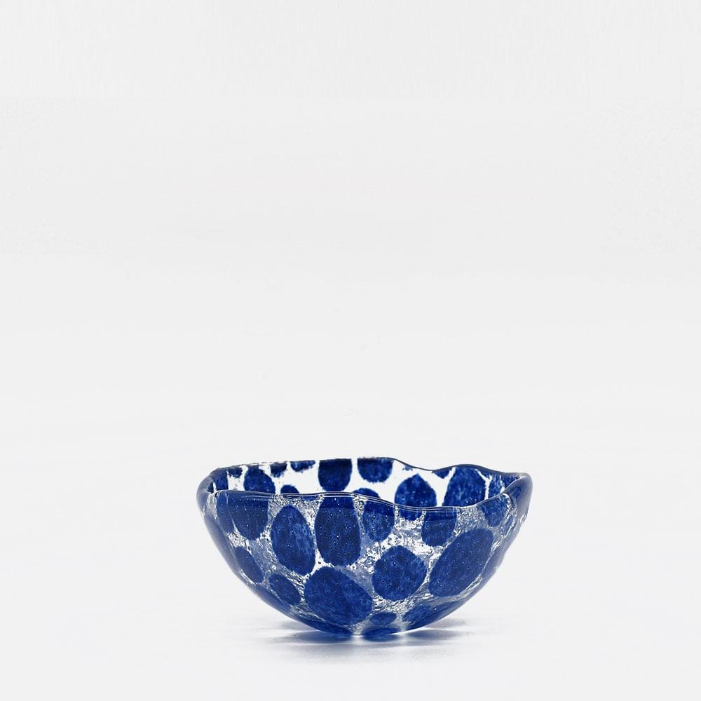 Vase en verre de Marinha Grande I Artisanat portugais Bol en verre bleu