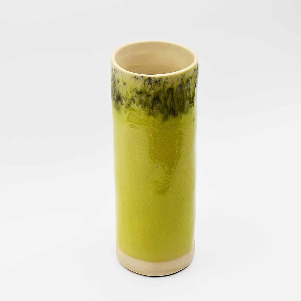 Vase rond en grès vert citron I Objet de décoration du Portugal Vase rond en grès Vert citron "Madeira"